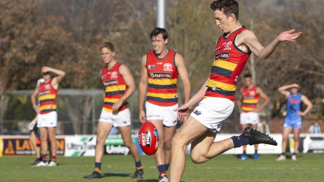 Teenage Crows forward Lachlan Gollant was impressive against Glenelg with three goals. Picture: Emma Brasier