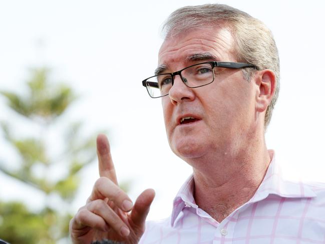 Michael Daley during a press conference at Maroubra beach on Sunday. Picture: Jonathan Ng