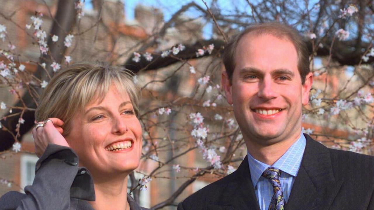 Sophie and Edward announce their engagement in 1999. Picture: AP Photo/Toby Melville