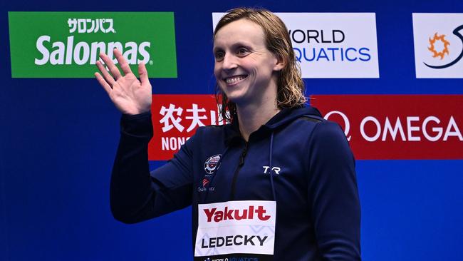 Australia’s current crop of swimmers are great, but there’s no doubt Katie Ledecky is the GOAT, writes Julian Linden. Picture: Getty Images.