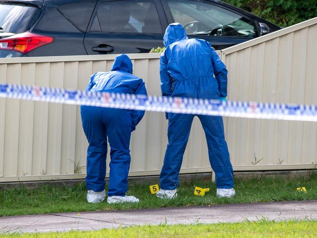 Forensic police investigating the scene on Monday morning. Picture Thomas Lisson