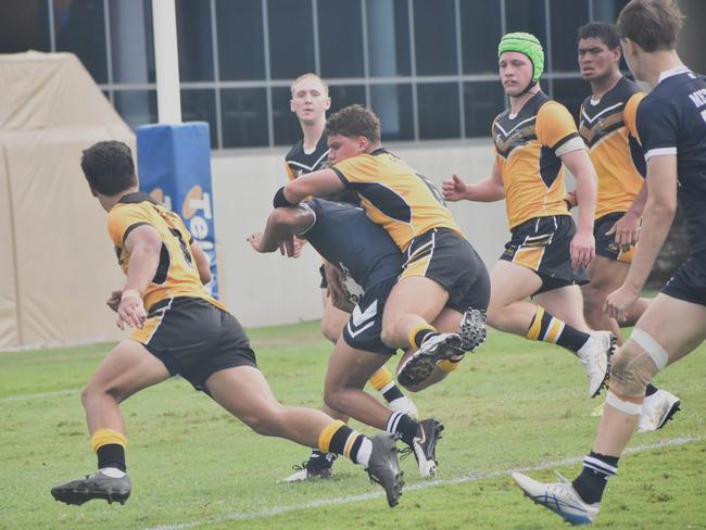 Met East versus Capricornia, 16-18 years boys, at the Queensland School Sport rugby league state championships at Marley Brown Oval, Gladstone, on May 17, 2025.