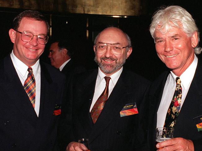 Tony White (right) with Daily Telegraph editor Col Allan and journalist Terry McCrann in 1996.