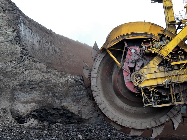 detail of huge coal excavator mining wheel