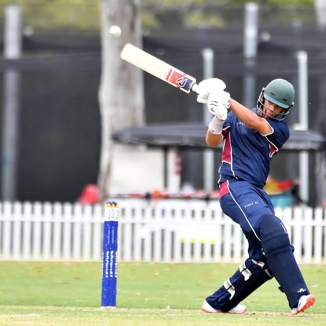 TSS batsman Dushyant Thaman GPS First XI cricket between TSS and ACGS Saturday February 1, 2025. Picture, John Gass