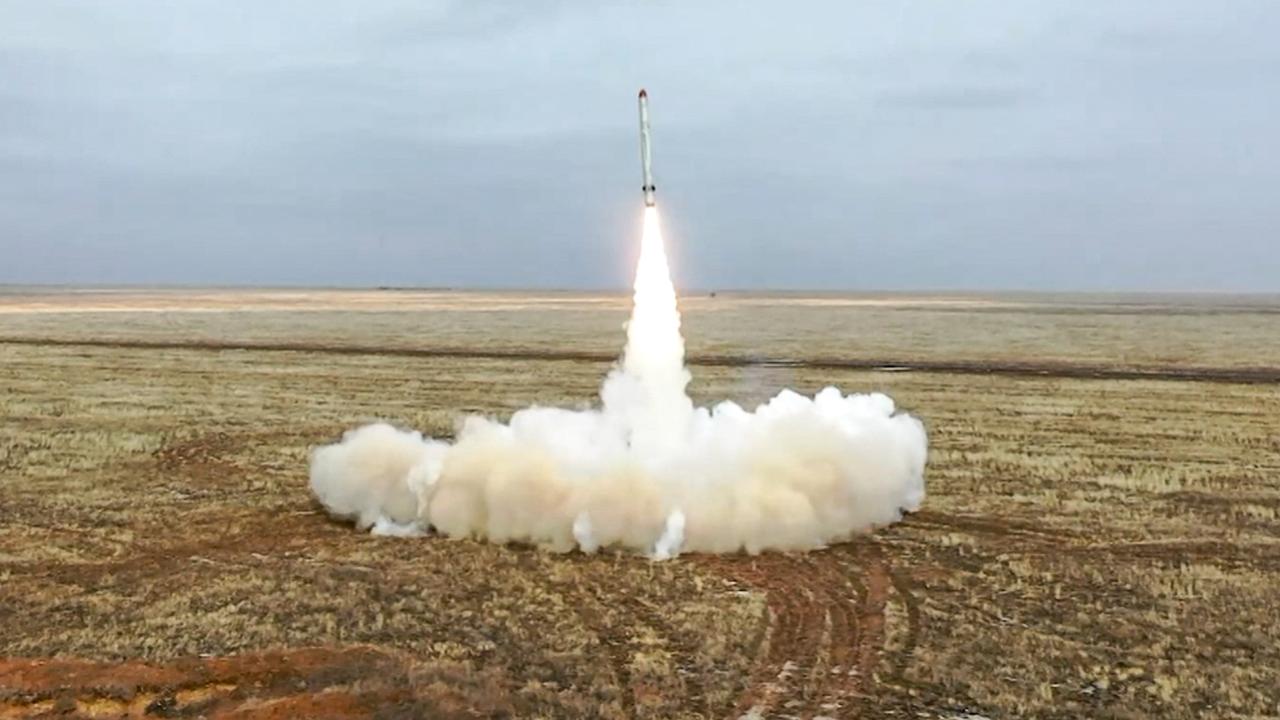 This video grab released by the Russian Defence Ministry on February 19, 2022, shows a Russian Iskander-K missile launching during a training launch. Picture: Russian Defence Ministry/AFP