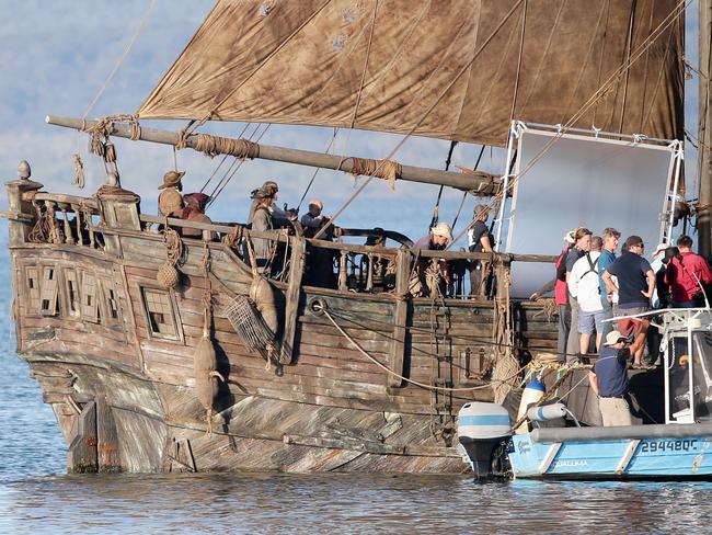 Pirates of the Caribbean filming at Raby Bay. Picture: Mark Calleja