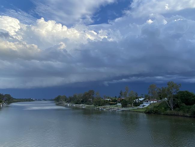 Storm clouds around Brisbane on Monday. Picture: Colin Dwyer