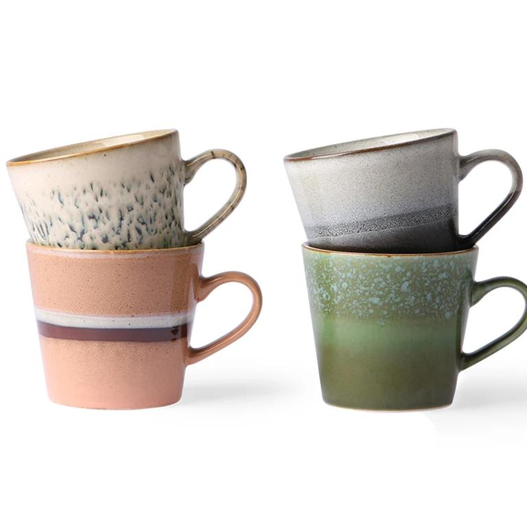 Ceramic 70s stoneware cappuccino mugs, set of four, $79. houseoforange.com.au