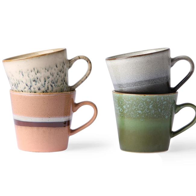 Ceramic 70s stoneware cappuccino mugs, set of four, $79. houseoforange.com.au