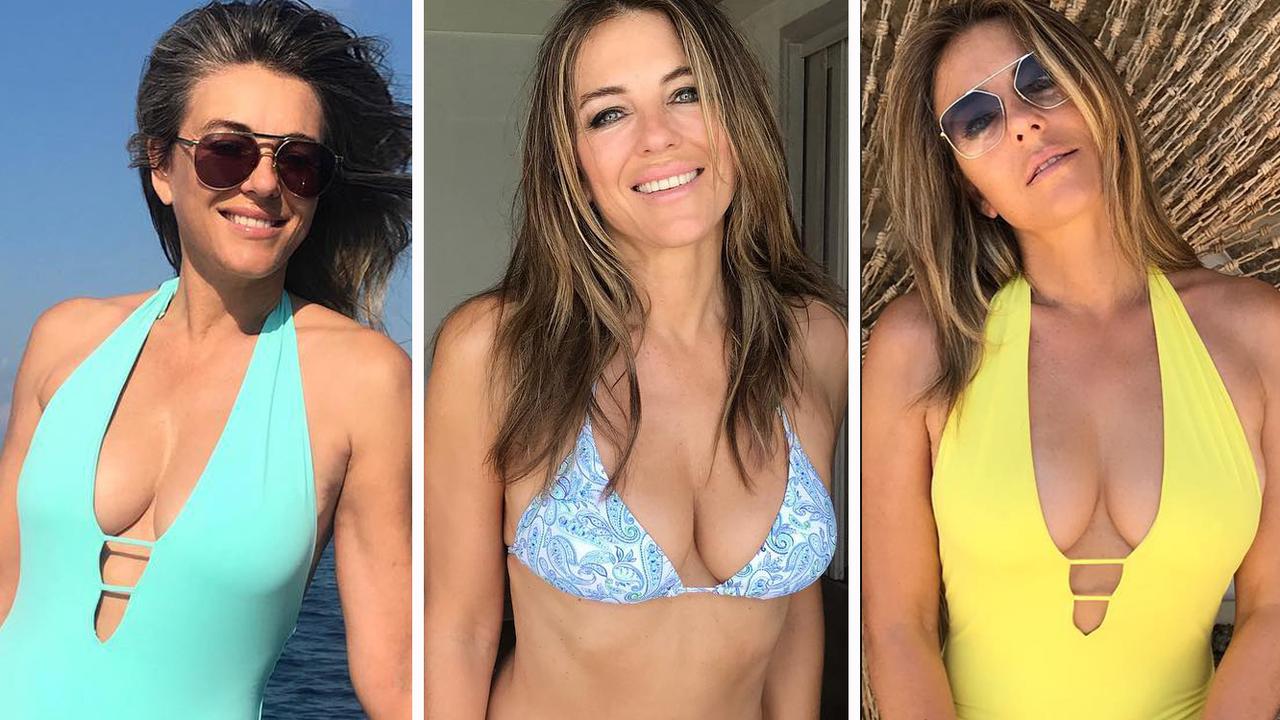 Liz Hurley's swimsuit and bikini Instagram posts. Picture: LizHurley/Instagram