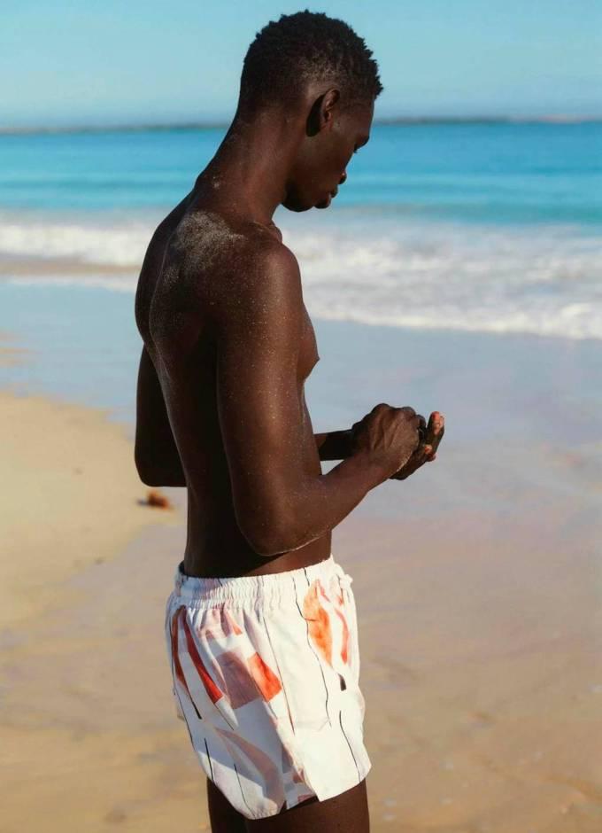 Mens Beach Shorts: PLAIN FADED RED