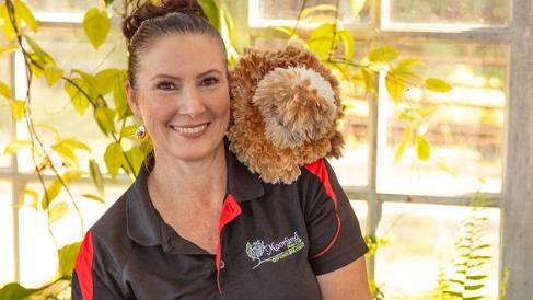 The Moorland Cottage Cafe General manager Christina Jones with Australia’s Top Chicken, Little Bird. Pictures: Shannon Smith