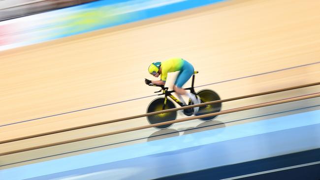 Kelland O’Brien in action at Anna Meares Velodrome in Brisbane. Picture: AAP/Dan Peled