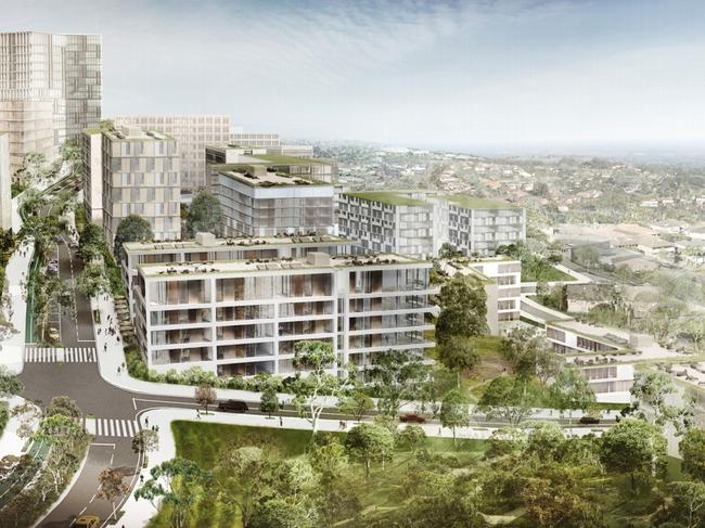 An artist’s impression of Toplace high rise residential towers proposed for Cherrybrook.