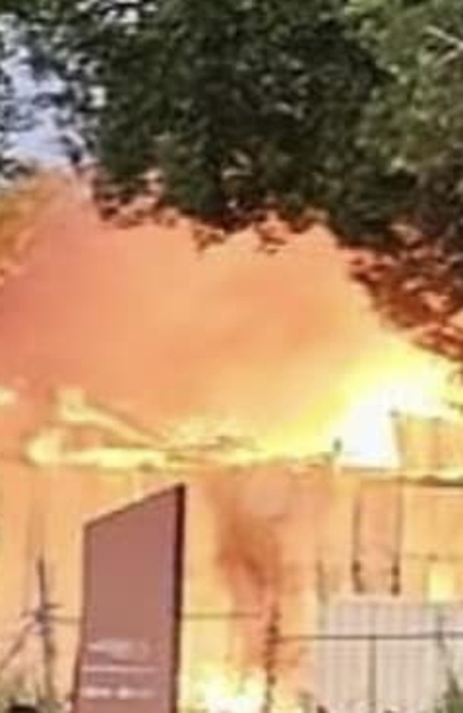 A charity op-shop's storage shed has gone up in flames in an overnight fire. Picture: Bayside Transformations