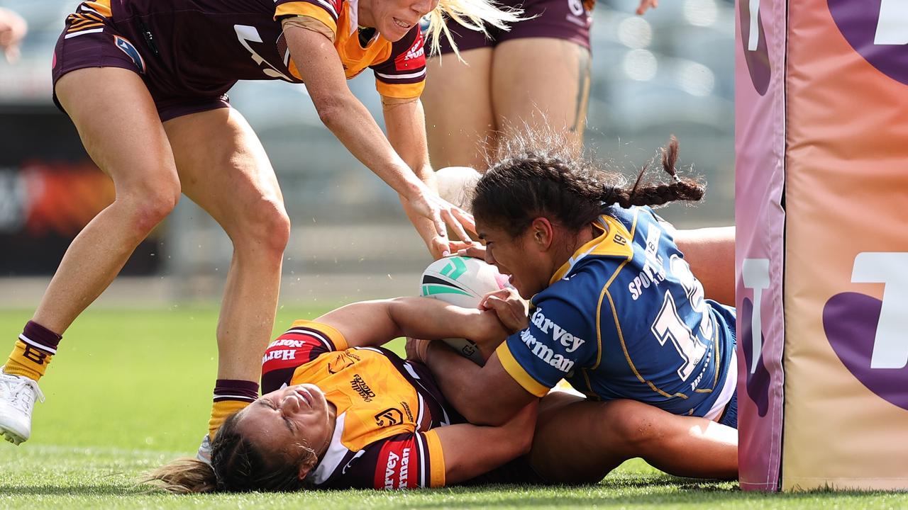 Simaima Taufa was caught awkwardly but still managed to score a crucial try last week. Picture: Brendon Thorne / Getty Images