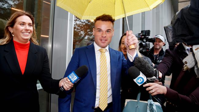 Former Channel 7 producer Taylor Auerbach leaving the Federal Court on Friday. Picture: NCA NewsWire / Nikki Short