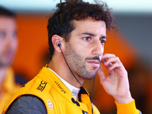 ABU DHABI, UNITED ARAB EMIRATES - NOVEMBER 19: Daniel Ricciardo of Australia and McLaren prepares to drive in the garage during final practice ahead of the F1 Grand Prix of Abu Dhabi at Yas Marina Circuit on November 19, 2022 in Abu Dhabi, United Arab Emirates. (Photo by Mark Thompson/Getty Images)