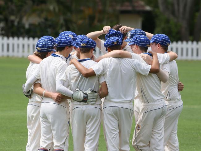 GPS First XI cricket match between Nudgee College and Brisbane State High School.Nudgee HuddleSaturday15th February 2020 (AAP Image - Richard Waugh)