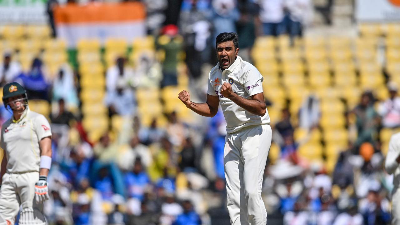 Ravi Ashwin tore through Australia’s batting line-up in the second innings. (Photo by Indranil MUKHERJEE / AFP)