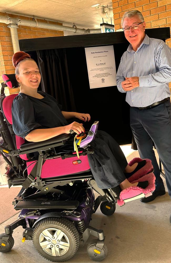 Mundingburra MP Les Walker and disabled campaigner Kate Pemberton. Picture: Supplied