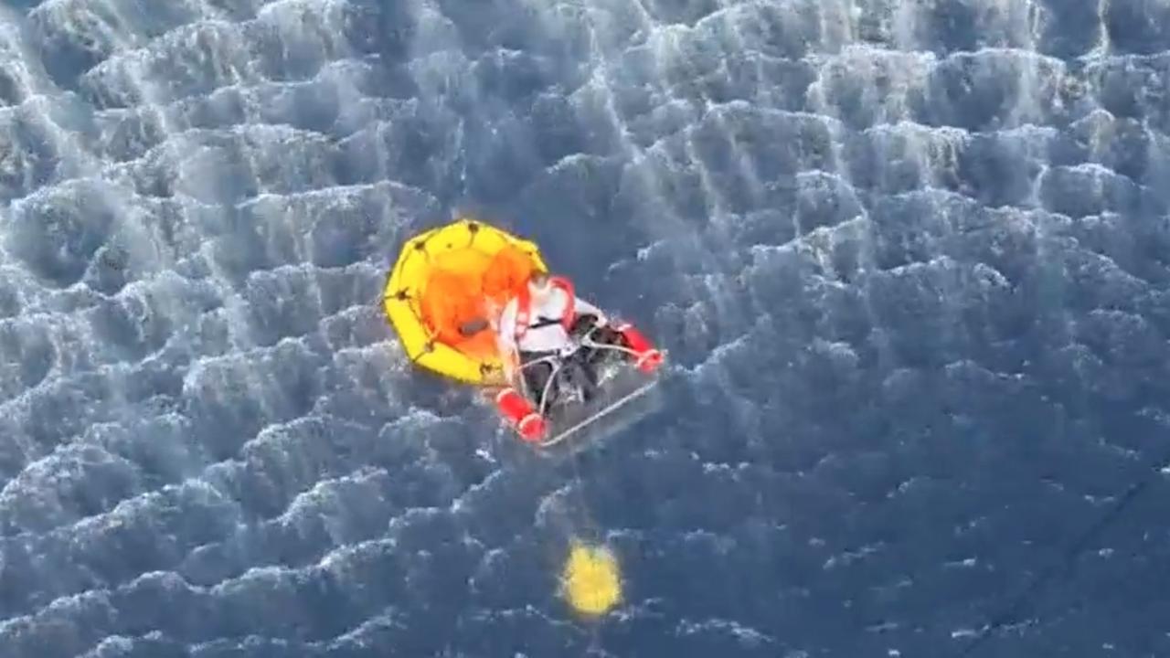 The Sunshine Coast-based RACQ LifeFlight Rescue helicopter crew plucked two men from the ocean after the light plane they were in ditched into the sea off the Sunshine Coast.