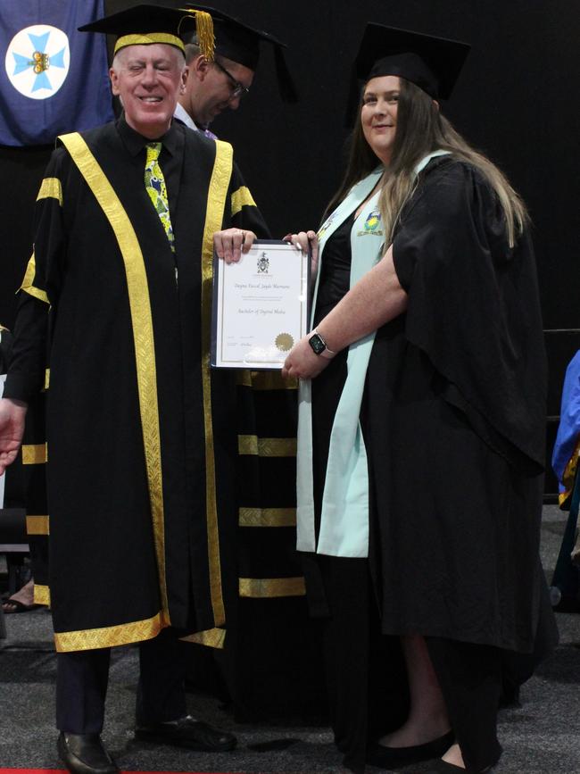 Dayna Murnane graduated with a Bachelor of Digital Media at the CQUniversity graduation ceremony in Bundaberg on December 14, 2023.