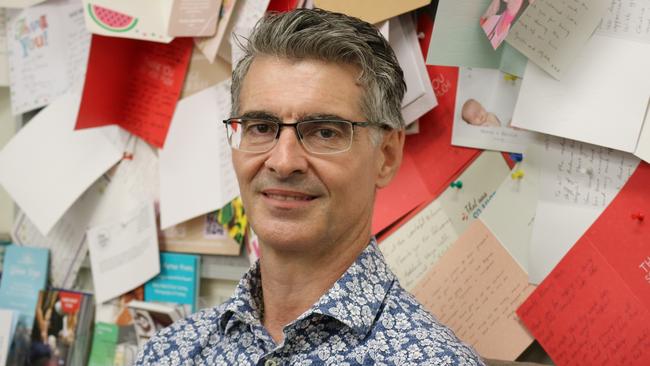 Dr Anthony Morosini, with many cards thanking hospital staff in the background, has looked after thousands of babies and children during his paediatric career. Picture: Letea Cavander