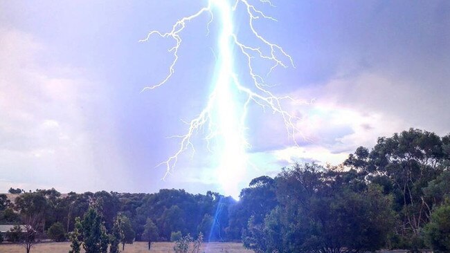 Lightning strike at Forcett. Picture: Mark Locke