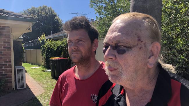 Mr Leewiths son Brennan after he was bashed and robbed at his Raymond Terrace home.