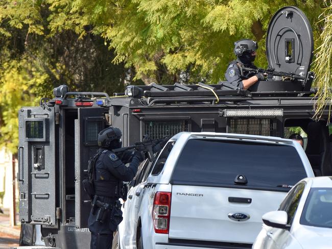 The specialist armed STAR Group officers at the Parkside siege. Picture Jason Katsaras