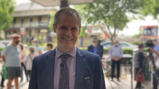 Former Dubbo mayor Mathew Dickerson announces his plan to contest the 2021 council election. Picture: Ryan Young