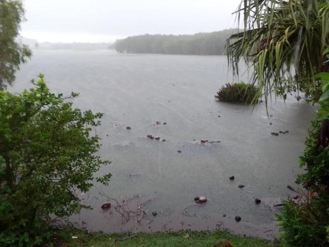 Flooding behind Annies Nursery in Bucasia, Mackay on Friday. Picture: Corinn Borland/Facebook