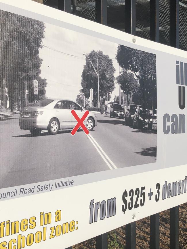 A traffic warning sign at Westmead Public School. 