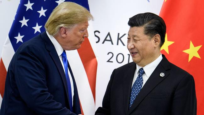 Donald Trump and Xi Jinping before a bilateral meeting on the sidelines of the G20 Summit in Osaka in 2019. Picture: AFP