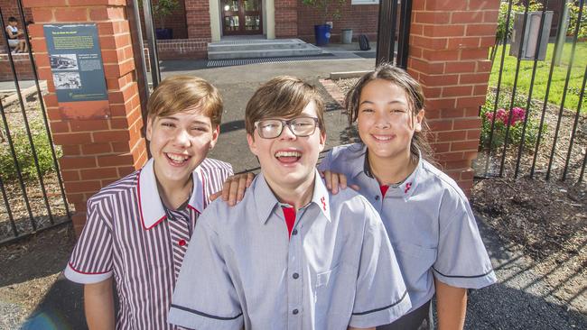 Darcie, Jasper and Lucienne are excited to start their first day of high school at the new secondary school. Picture: Rob Leeson