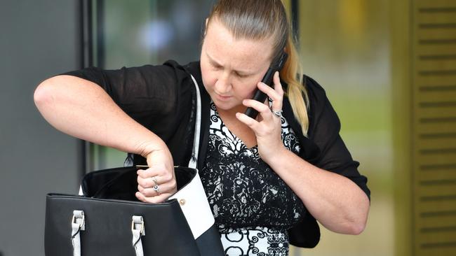 Suspended Logan City councillor Stacey McIntosh leaving the District Court in Brisbane after an appearance in November. AAP/Darren England 