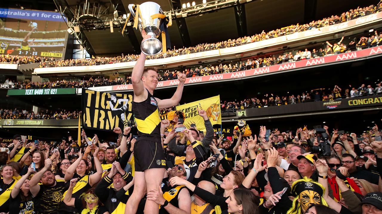 Richmond's Jack Riewoldt with the club’s 12th premiership cup. Photo: Phil Hillyard