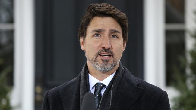 Canadian Prime Minister Justin Trudeau speaks during a news conference on COVID-19 situation in Canada from his residence in Ottawa. Picture: AFP