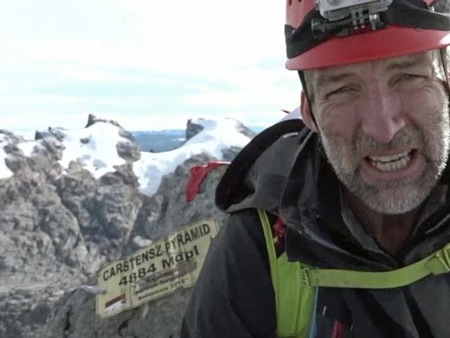 Adelaide adventurer and polar explorer Tim Jarvis at Carstensz Pyramid in West Papua, the first of three equatorial glacial mountains he will tackle during during the 21st Conference of Parties (COP21) in Paris.