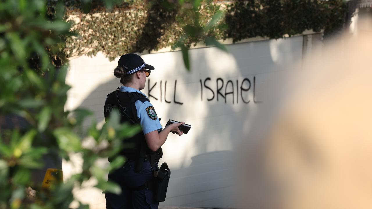 Anti-Semitic graffiti was also found on Magney St in Woollahra. Picture: Rohan Kelly.