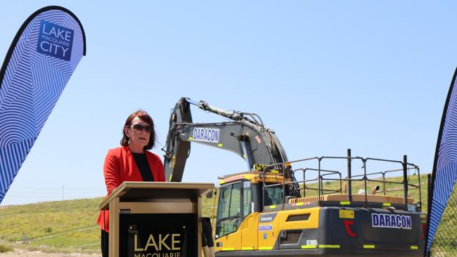 Lake Macquarie Mayor Kay Fraser at the turning of the sod on Friday