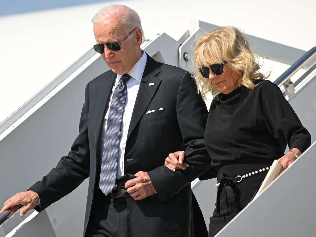 US President Joe Biden and First Lady Jill Biden step off Air Force One upon arrival at Kelly Field in San Antonio, Texas on May 29, 2022. Picture: Mandel Ngan / AFP.