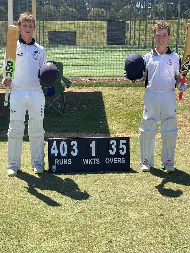 The Iona College Year 10 record breakers – Toby Collins and Joshua Ritchie.