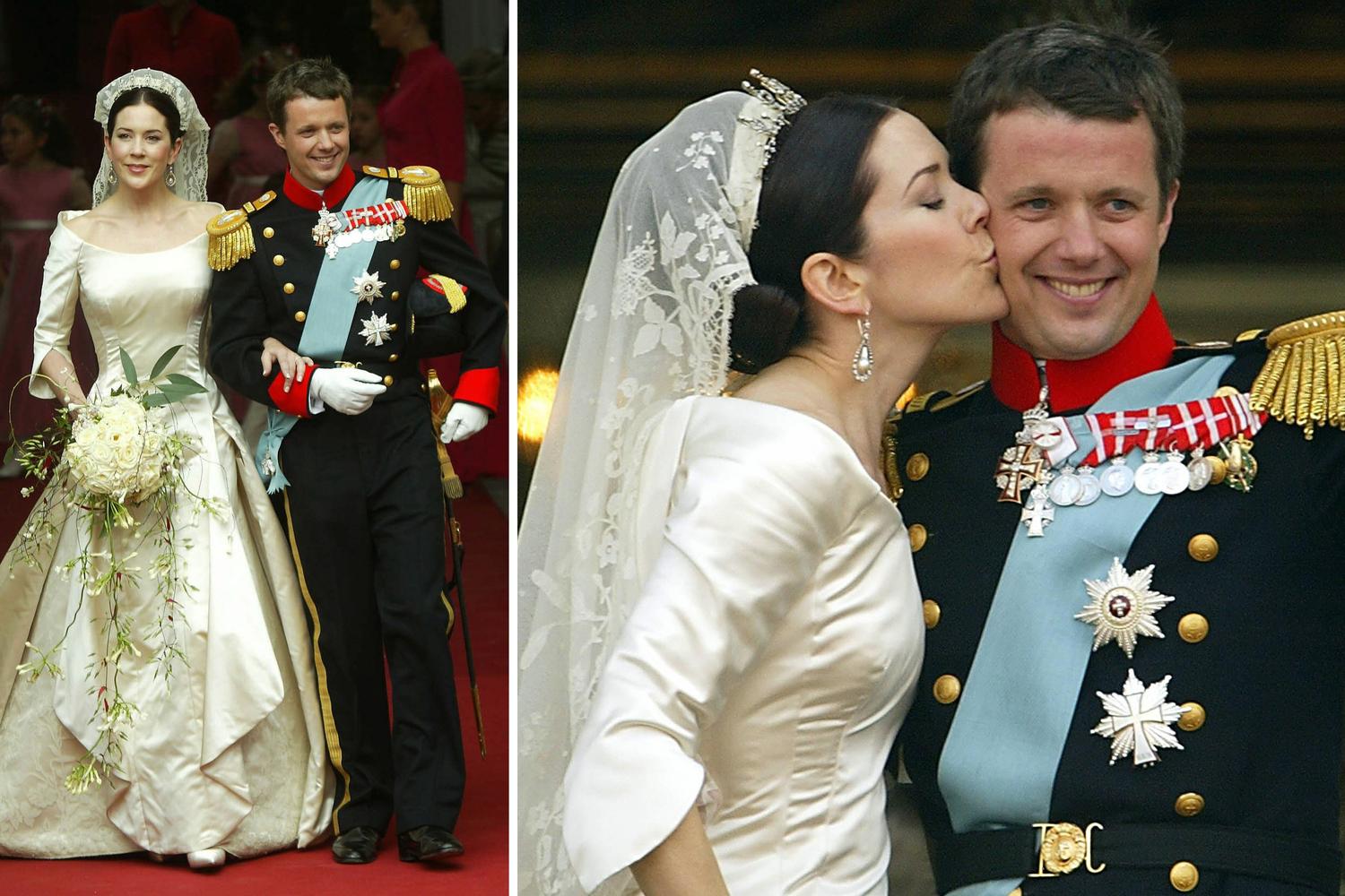 In 2004, the couple married and appeared on the balcony at Amalienborg Castle in Copenhagen to the cheers of thousands. In a nod to Australia, Mary carried a bouquet of snow gum eucalyptus. Picture: Rick Stevens, Odd Anderson/AFP