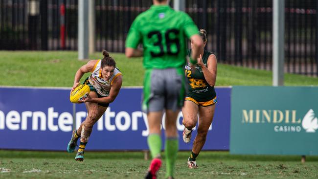Jasmyn Hewett in the 2023-24 NTFL Women's Grand Final between PINT and St Mary's. Picture: Pema Tamang Pakhrin