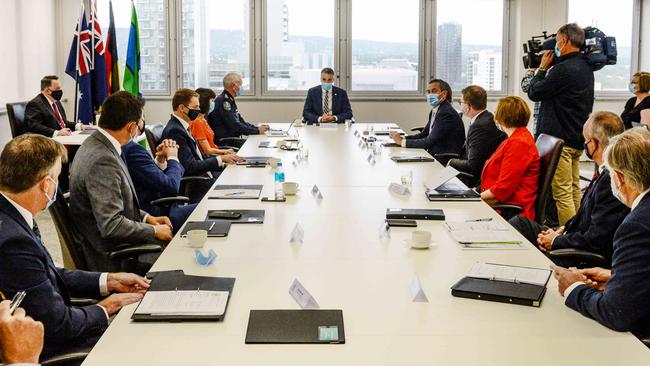 Premier Peter Malinauskas chairs the first emergency management council meeting. Picture: NCA NewsWire / Brenton Edwards