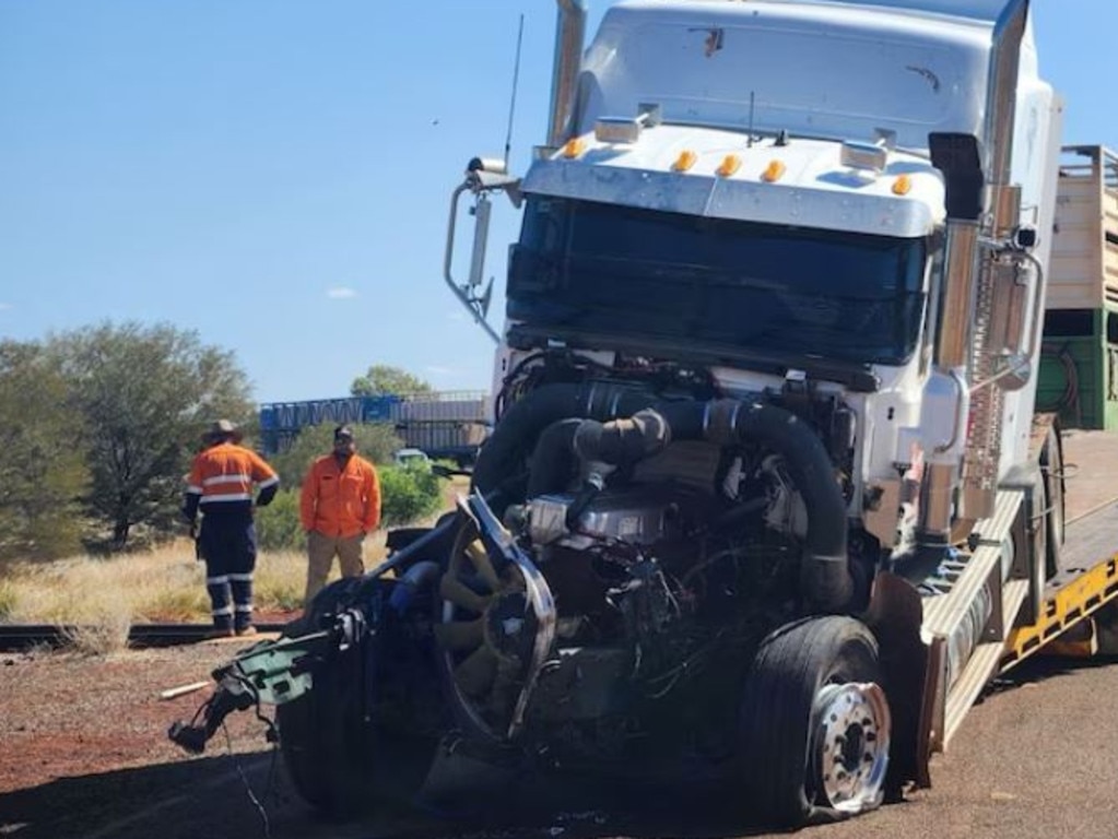 The cattle truck collided with the Ghan about 10am Sunday morning. Picture: ABC News