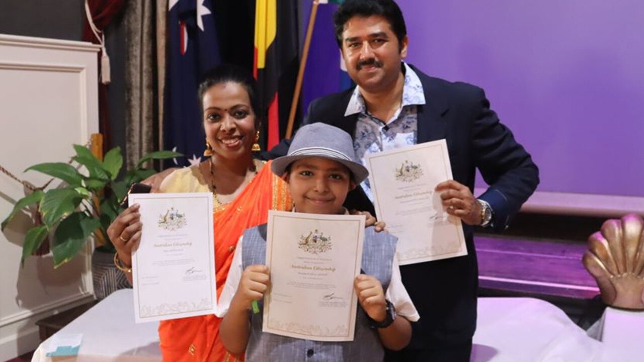 Another family of new Australians are welcomed during the Australia Day Citizenship Ceremony.